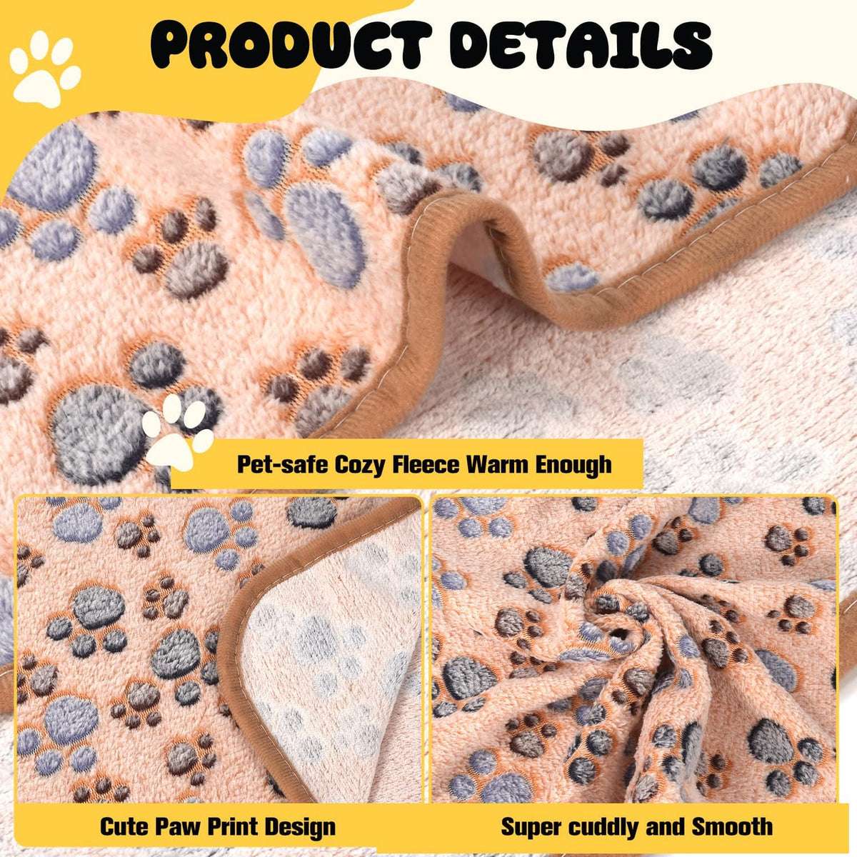 4 Pack Premium Soft Pet Blankets Washable, 23x16 Inch