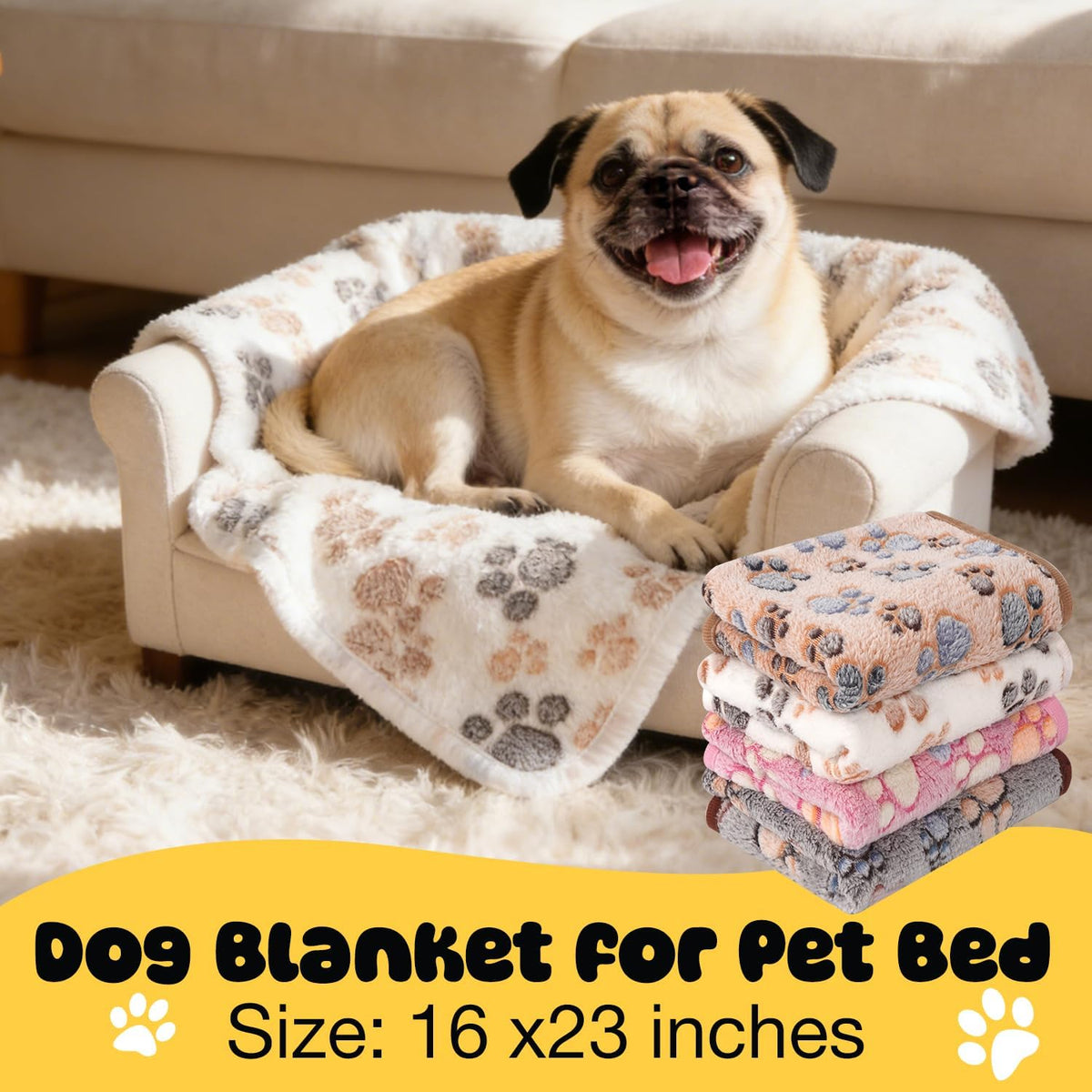 4 Pack Premium Soft Pet Blankets Washable, 23x16 Inch
