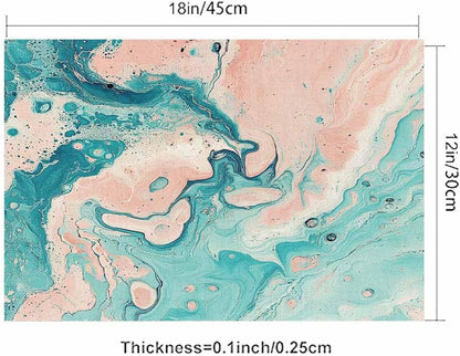 Marble Placemats Teal Pink Dining Table Placemats Set of 8, 18X12 Inch Burlap Washable Single-Sided Disposable Kitchen Table Mats for Party BBQ Holiday Dinner Décor