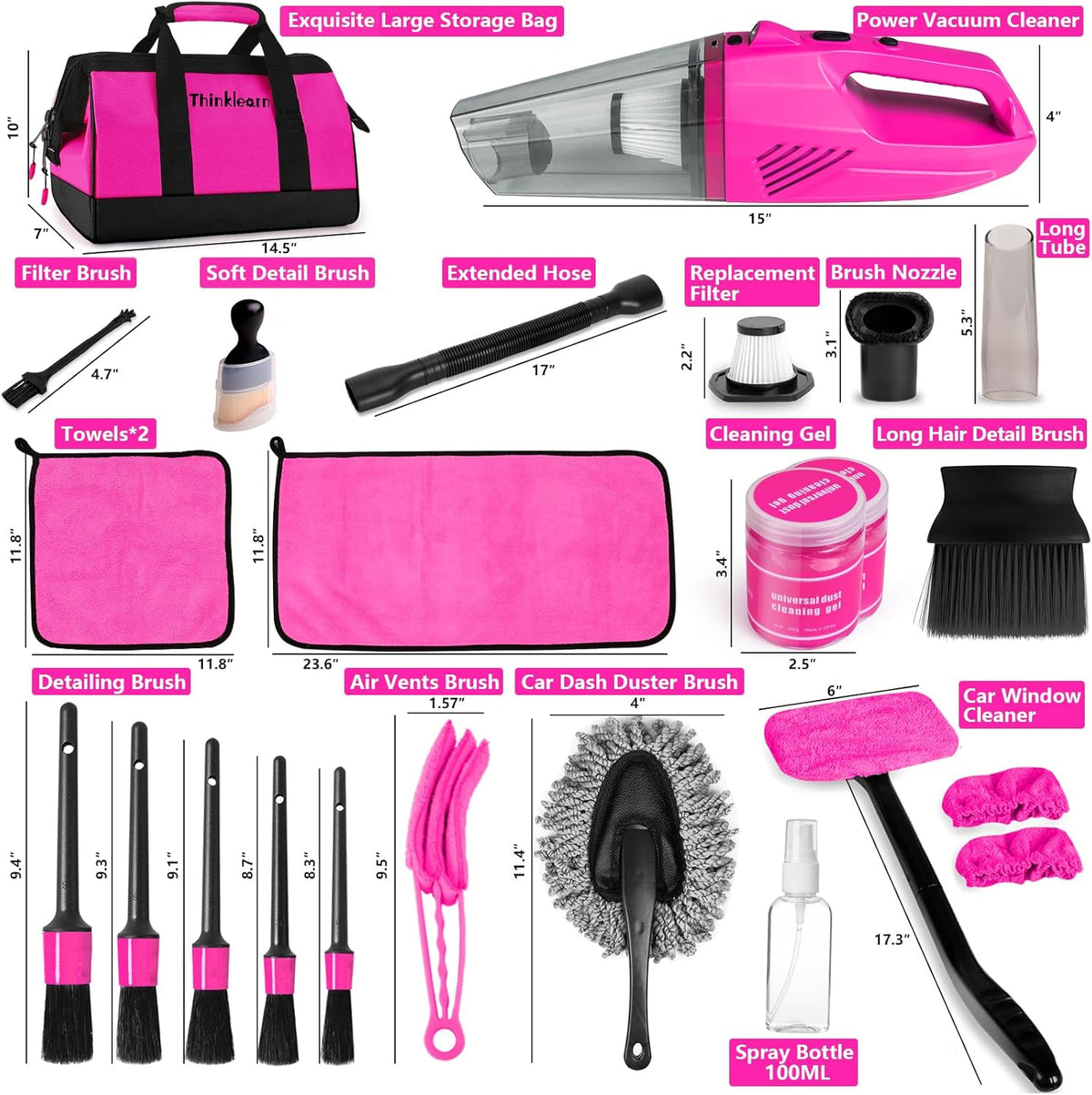 Car Cleaning Kit with High Power Car Vacuum Detailing Kit