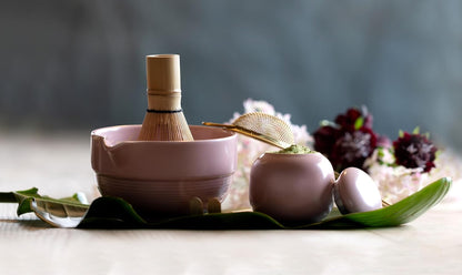 Blush Pink 7-Piece Matcha Tea Set with Bowl & Bamboo Whisk