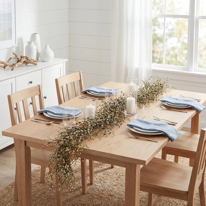 60 Inch (5FT) Rustic Pastel Blue Peach & Yellow Pip Berry Garland for Fireplace Mantel & Table Runner, Flexible Wired Artificial Vine, Spring Farmhouse Decor, Precise Size