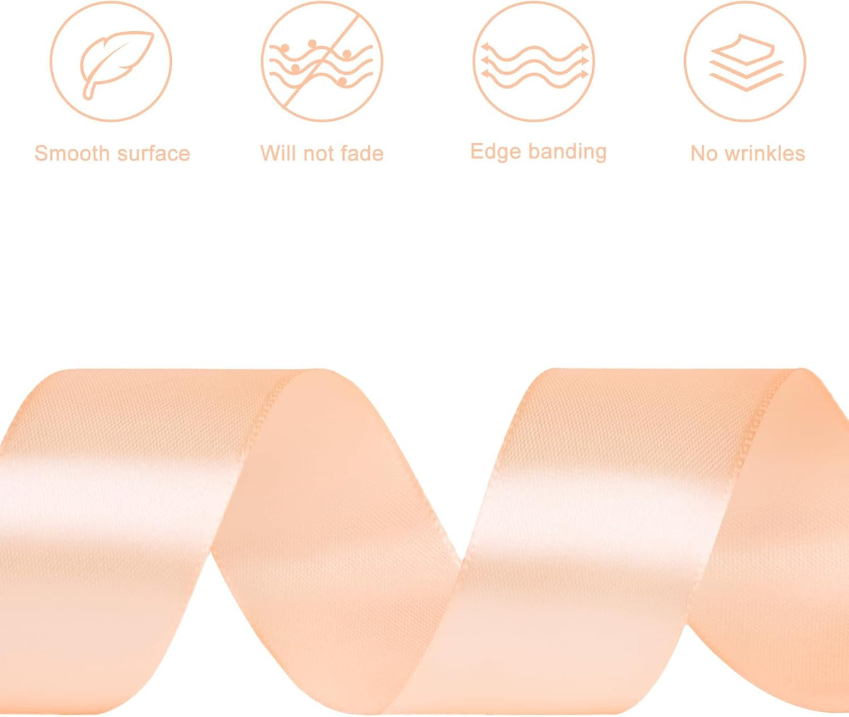 Peach Satin Ribbon, 1-1/2 Inches, 50 Yards