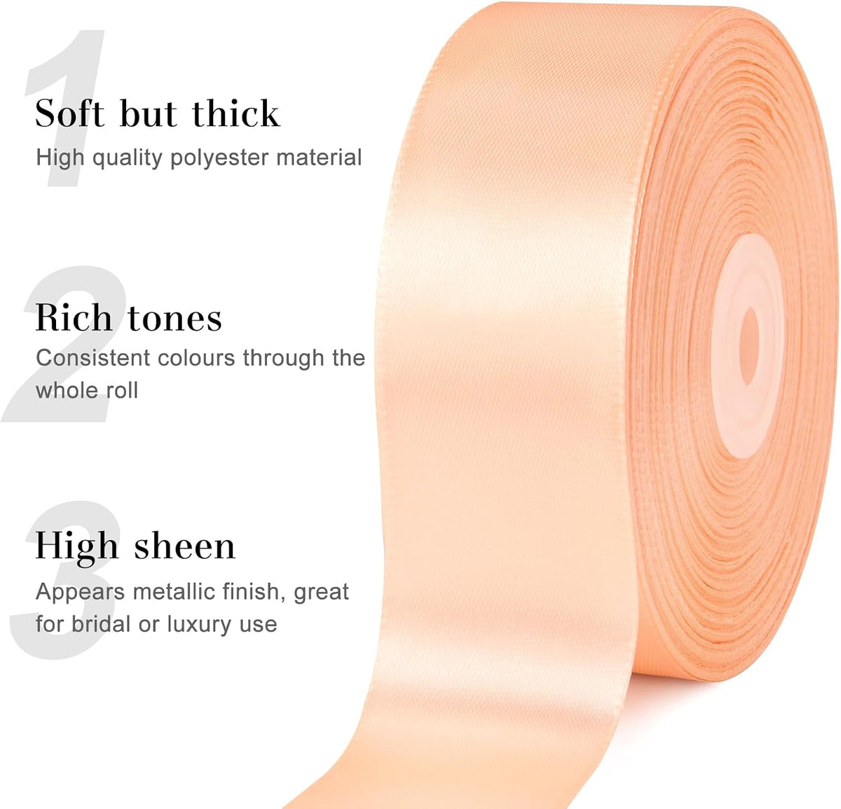 Peach Satin Ribbon, 1-1/2 Inches, 50 Yards