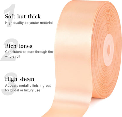 Peach Satin Ribbon, 1-1/2 Inches, 50 Yards