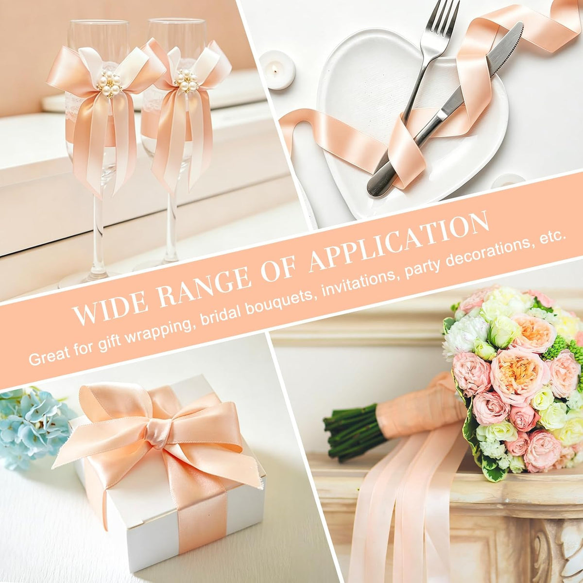 Peach Satin Ribbon, 1-1/2 Inches, 50 Yards