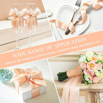 Peach Satin Ribbon, 1-1/2 Inches, 50 Yards