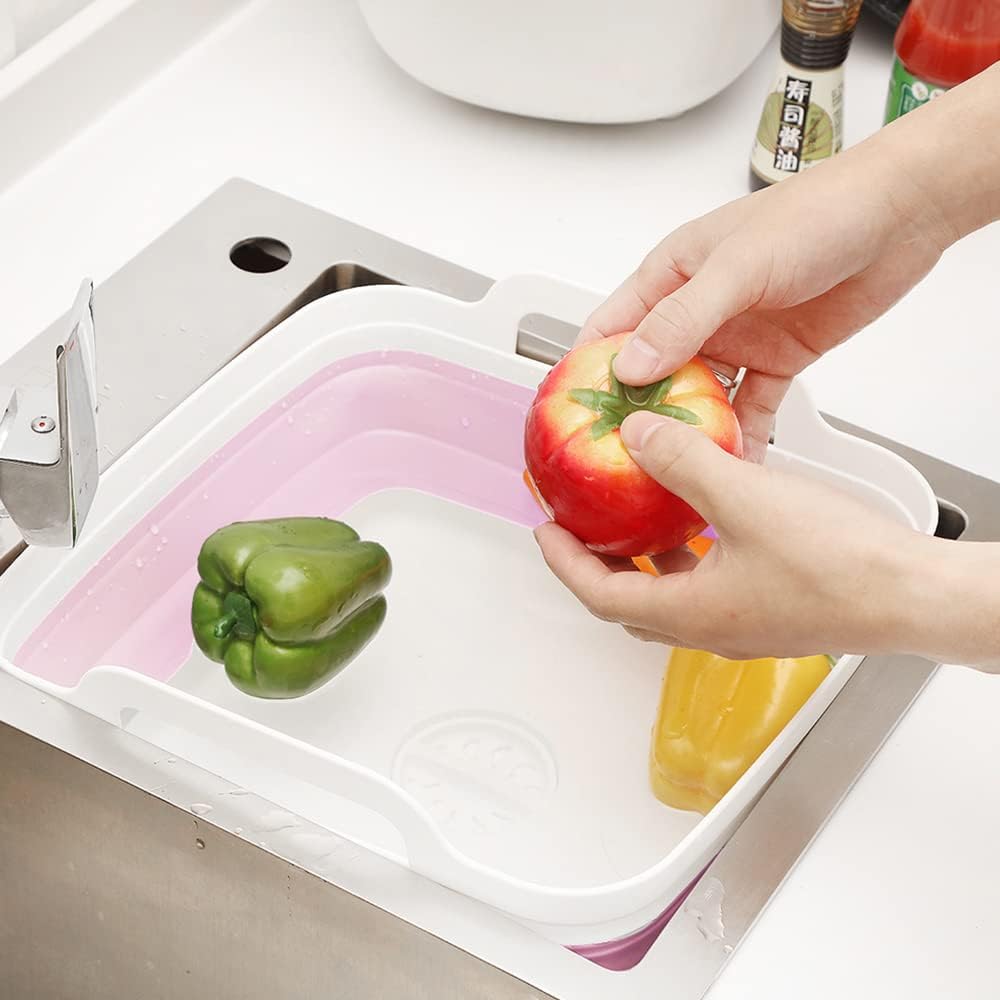 Collapsible Dish Basin, Washing Basin for 9L large Capacity, Pink