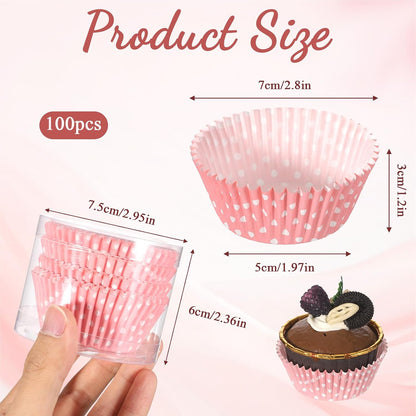Cupcake Liners Pink, 100PCS Cupcake Liners for Baking, Standard Paper Baking Cups, Greaseproof Muffin Wrappers for Wedding Birthday Party