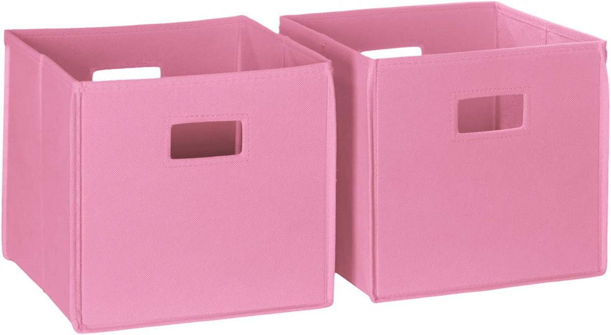 RiverRidge Folding Storage Bins - 2-pack of 10in Tall Pink Cubes