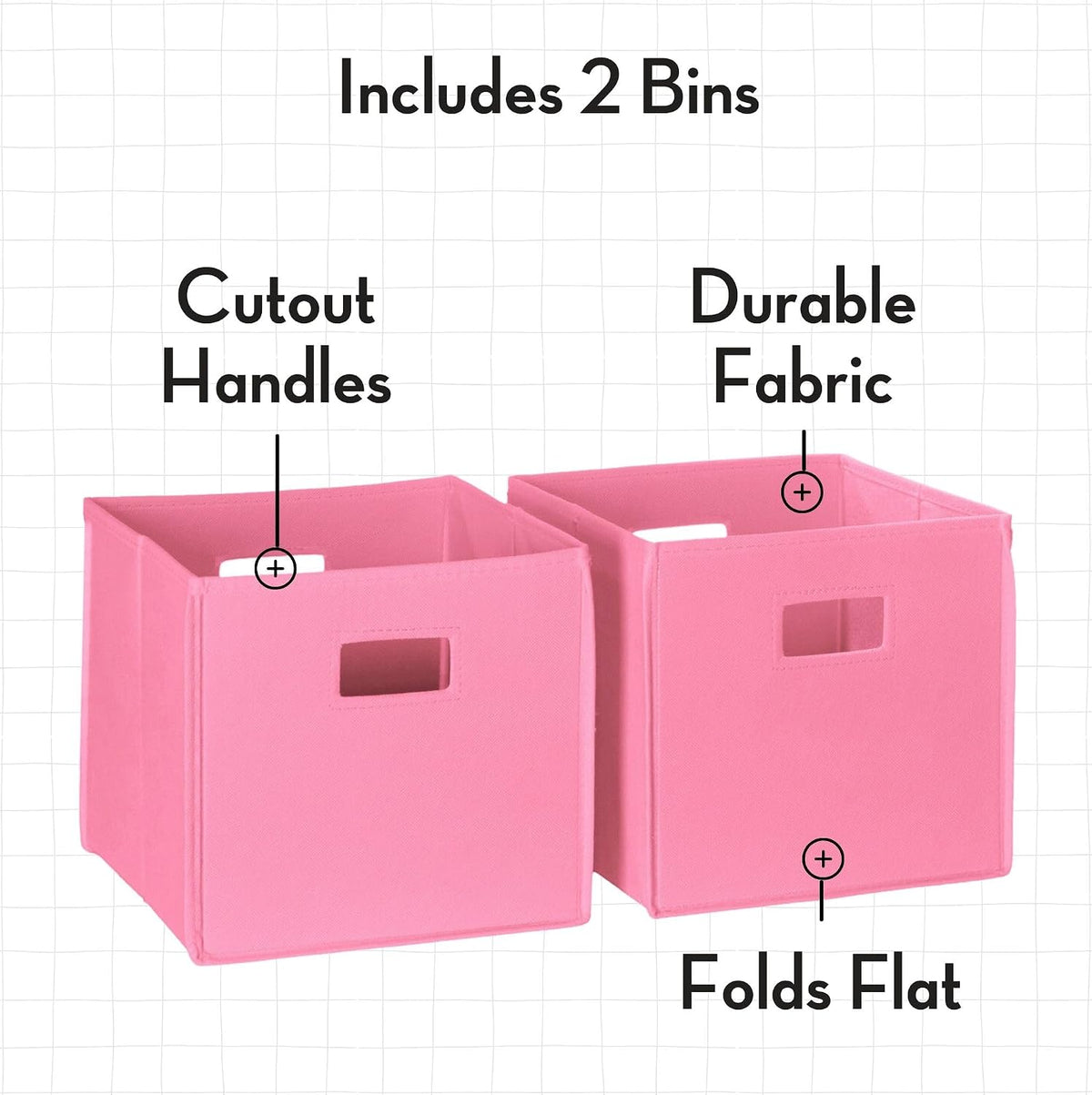 RiverRidge Folding Storage Bins - 2-pack of 10in Tall Pink Cubes