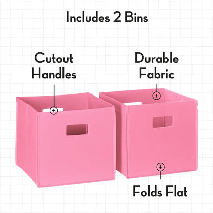 RiverRidge Folding Storage Bins - 2-pack of 10in Tall Pink Cubes