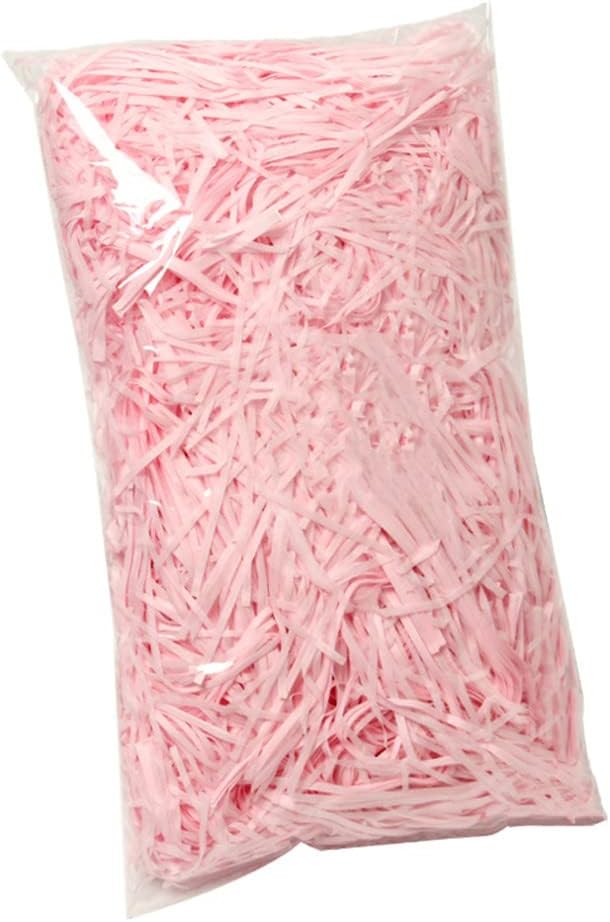 Raffia Paper Shreds, 100g Valentine's Day Shredded Paper for Gift Box, Crinkle Cut Paper Shred Filler for Gift Wrapping & Basket Filling(Light Pink)