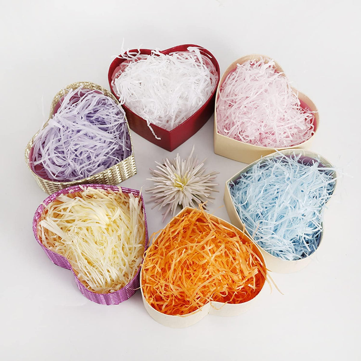 Raffia Paper Shreds, 100g Valentine's Day Shredded Paper for Gift Box, Crinkle Cut Paper Shred Filler for Gift Wrapping & Basket Filling(Light Pink)