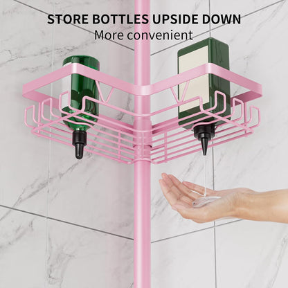 Corner Shower Caddy Tension Pole - Corner Shower Organizer Pink Cute
