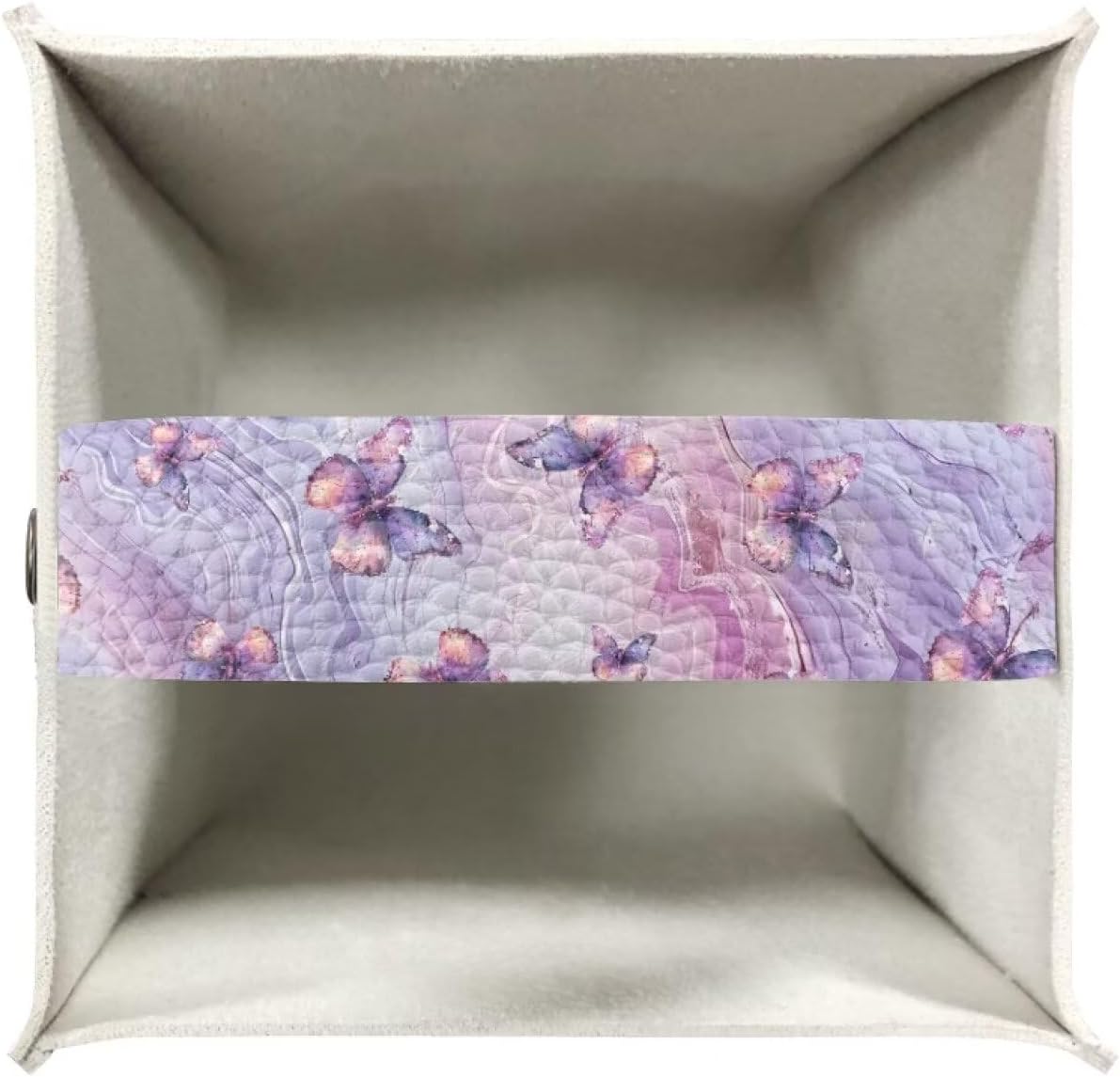 Purple Butterfly Tissue Box Holder Square Pink Marble Leather Tissue Box Cover Home Box Covers Cube Tissue Holder for Bathroom Tabletop Office Toilet Paper Storage