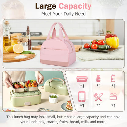 Pink Lunch Bag for Woemn, LunchBox for Kids, Insulated Lunch Box for Women