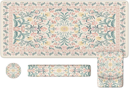 Pink Desk Mat Set Cute,Mouse Pad and Keyboard Pad Mat for Desk