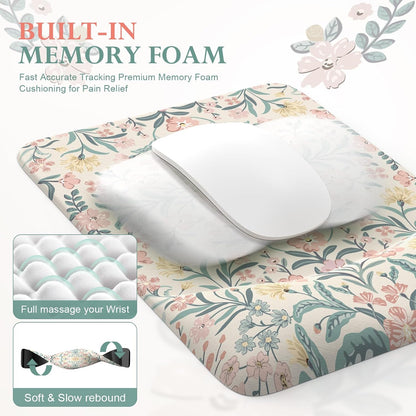 Pink Desk Mat Set Cute,Mouse Pad and Keyboard Pad Mat for Desk
