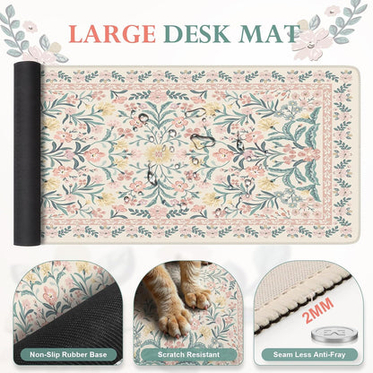 Pink Desk Mat Set Cute,Mouse Pad and Keyboard Pad Mat for Desk