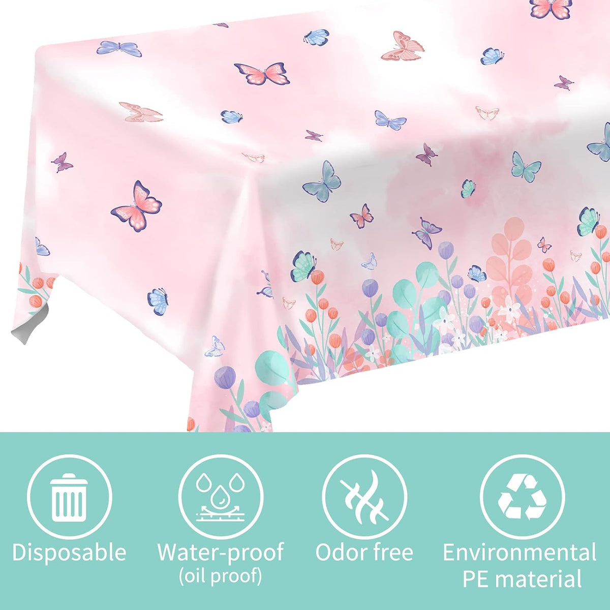 Butterfly Birthday Party Supplies Disposable Paper Plates Napkins Cups Tablecloth and Banner for Butterfly Girl Party Birthday Decorations, Serve 25