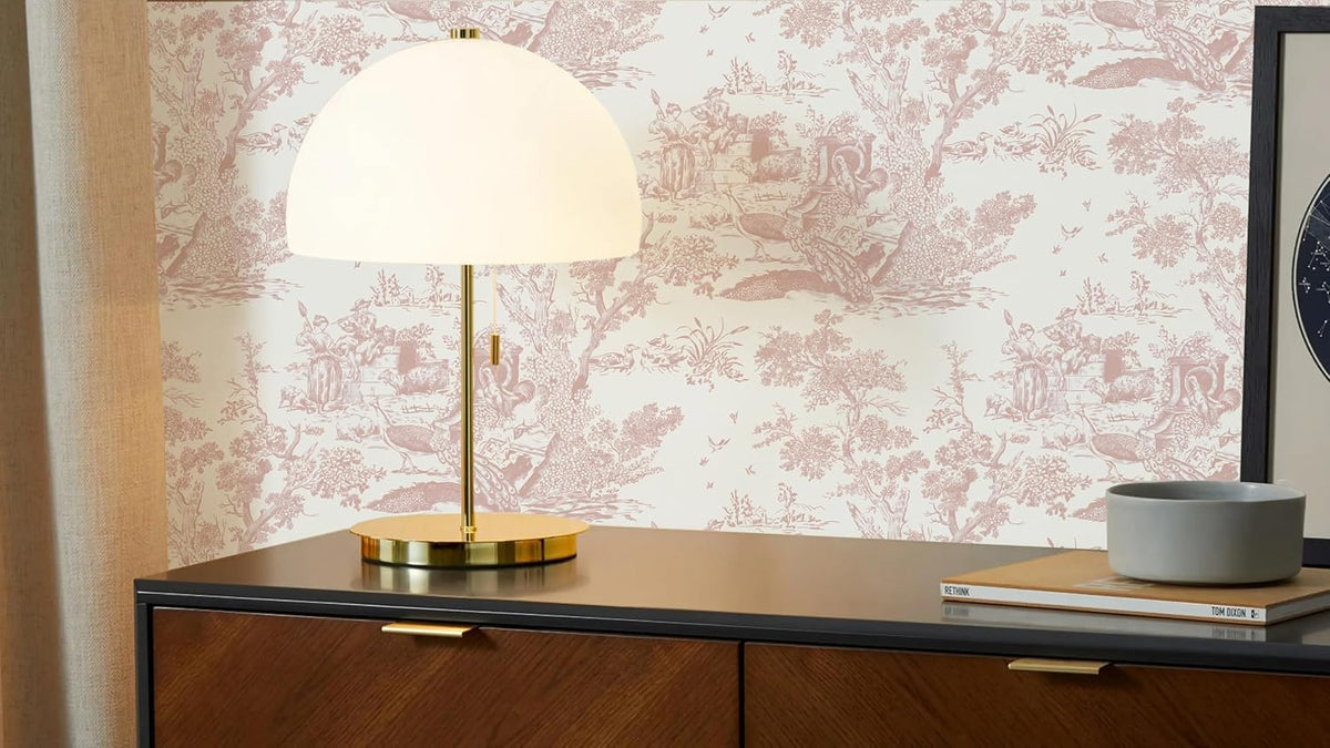 Peel and Stick Wallpaper Vintage Wallpaper White and Pink Wallpaper Removable Self-Adhesive Wallpaper for Bedroom Bathroom Toile Contact Paper for Walls Covering 16In×78.7In