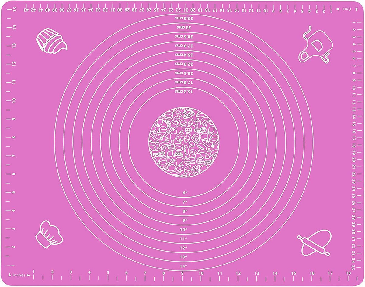 Silicone Baking Mat for Pastry Rolling Dough with Measurements (20" x 16 ", pink)