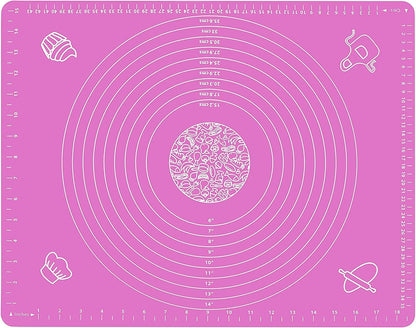 Silicone Baking Mat for Pastry Rolling Dough with Measurements (20" x 16 ", pink)