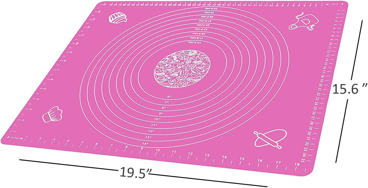 Silicone Baking Mat for Pastry Rolling Dough with Measurements (20" x 16 ", pink)
