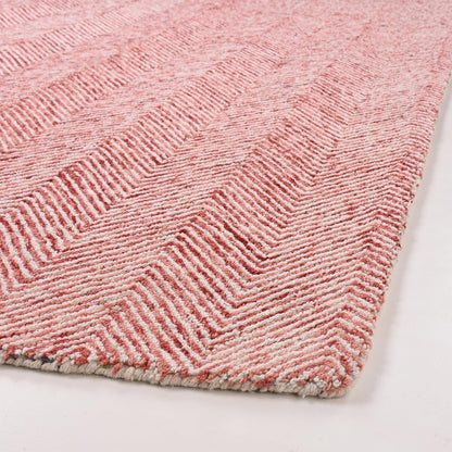 Modern Herringbone Chevron Collection Handcrafted Wool Area Rug - Durable, Zigzag Pattern, for High Traffic, Contemporary Design for Living Room, Bedroom, Dining Room Decor (Blush Pink, 5' x 8')