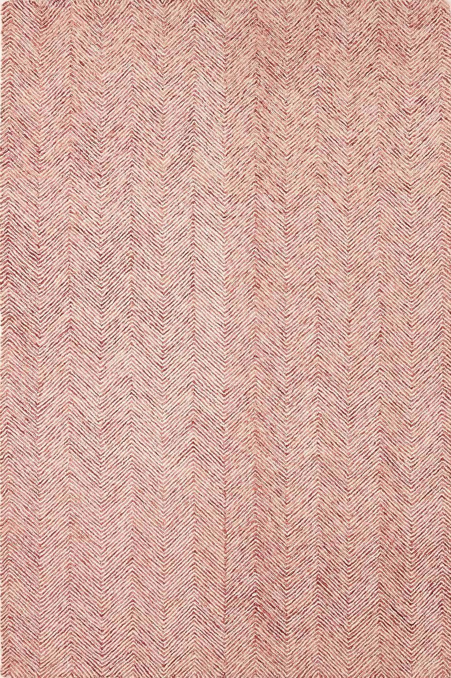 Modern Herringbone Chevron Collection Handcrafted Wool Area Rug - Durable, Zigzag Pattern, for High Traffic, Contemporary Design for Living Room, Bedroom, Dining Room Decor (Blush Pink, 5' x 8')