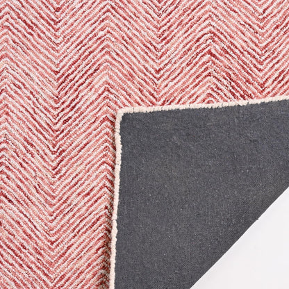 Modern Herringbone Chevron Collection Handcrafted Wool Area Rug - Durable, Zigzag Pattern, for High Traffic, Contemporary Design for Living Room, Bedroom, Dining Room Decor (Blush Pink, 5' x 8')