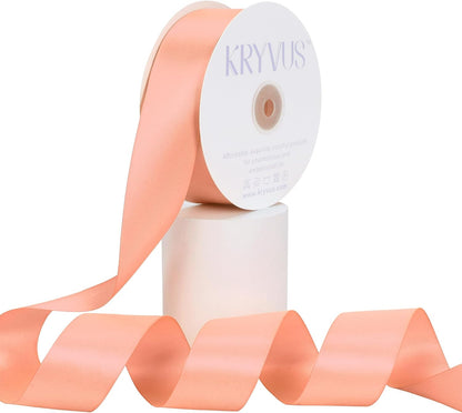 Peach Satin Ribbon, Double Faced 1-1/2 Inch X 50 Yards Peach Ribbon, Premium Satin Ribbons for Gift Wrapping, Crafts, Hair Bow Making, Sewing, Flower Bouquet, Wedding Party Decor