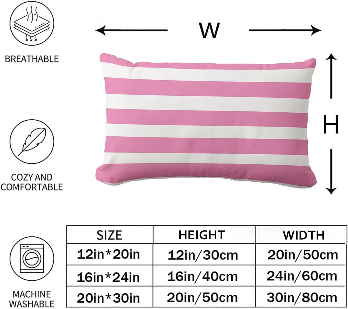 Classic Stripes Light Pink and White Throw Pillow Covers Modern Geometric Farmhouse Decorative Pillow Case Cover (12x20 inch,30 x 50cm)