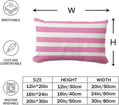 Classic Stripes Light Pink and White Throw Pillow Covers Modern Geometric Farmhouse Decorative Pillow Case Cover (12x20 inch,30 x 50cm)