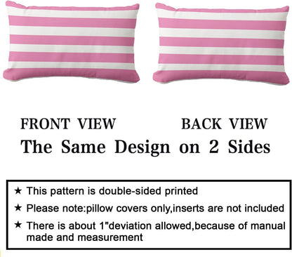 Classic Stripes Light Pink and White Throw Pillow Covers Modern Geometric Farmhouse Decorative Pillow Case Cover (12x20 inch,30 x 50cm)