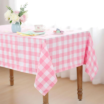 Pink Plaid Tablecloth Easter Checkered Tablecloth Fabric Pink and White