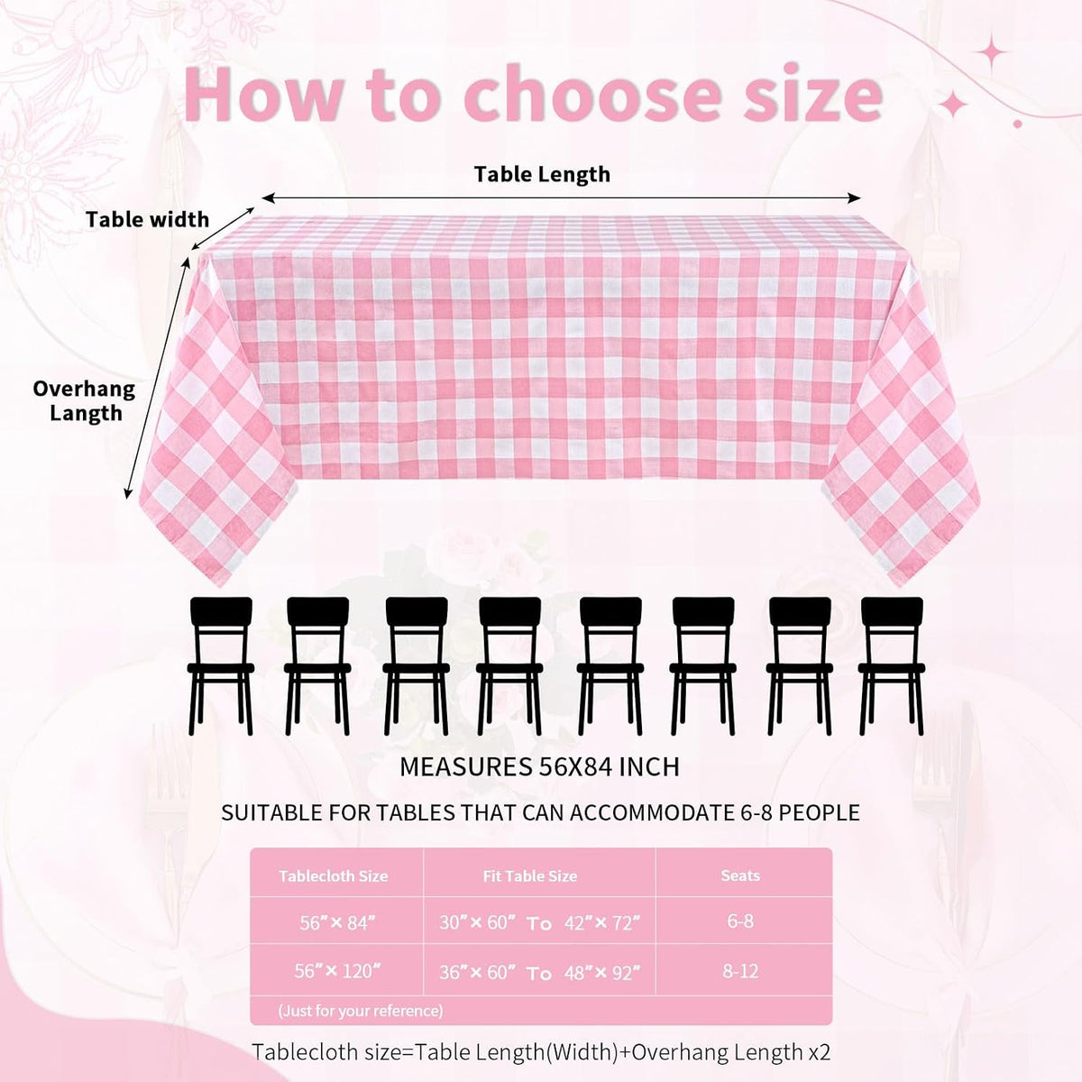 Pink Plaid Tablecloth Easter Checkered Tablecloth Fabric Pink and White