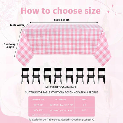 Pink Plaid Tablecloth Easter Checkered Tablecloth Fabric Pink and White