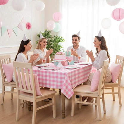 Pink Plaid Tablecloth Easter Checkered Tablecloth Fabric Pink and White