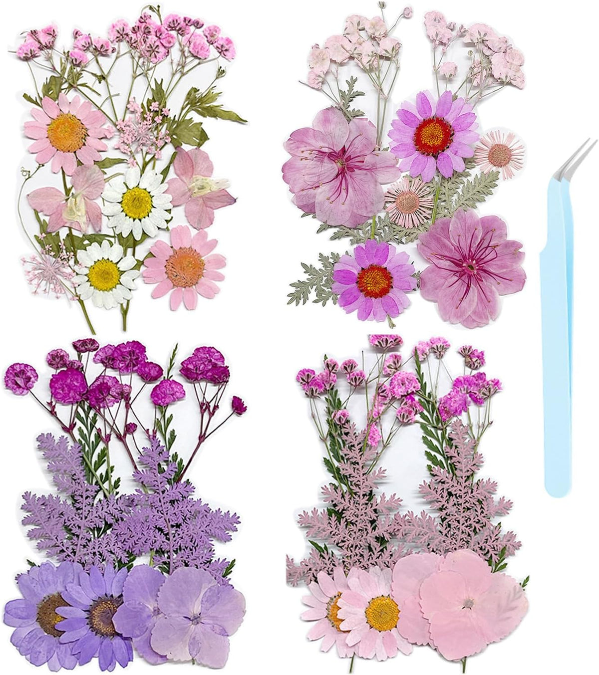 Bulk Dried Flower for Crafts, Dried Pressed Flowers for Resin, Bulk Natural Herbs Kit for Scrapbooking DIY Art Crafts, Epoxy Resin Jewelry Molds, Candle, Soap Making, Nails Décor(Pink Style)