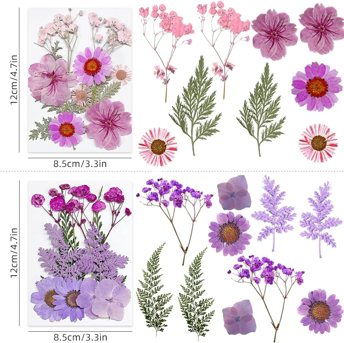 Bulk Dried Flower for Crafts, Dried Pressed Flowers for Resin, Bulk Natural Herbs Kit for Scrapbooking DIY Art Crafts, Epoxy Resin Jewelry Molds, Candle, Soap Making, Nails Décor(Pink Style)