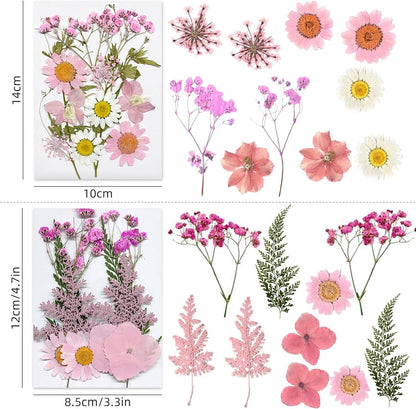 Bulk Dried Flower for Crafts, Dried Pressed Flowers for Resin, Bulk Natural Herbs Kit for Scrapbooking DIY Art Crafts, Epoxy Resin Jewelry Molds, Candle, Soap Making, Nails Décor(Pink Style)