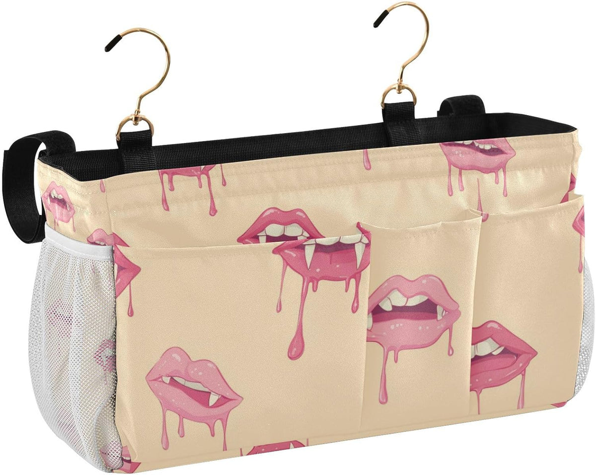 Pink Lips Bedside Caddy Bedside Organizer Bedside Storage Caddy College Dorm Bed Accessories