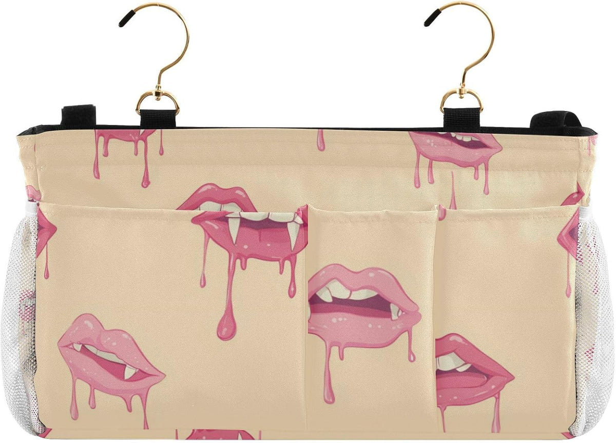 Pink Lips Bedside Caddy Bedside Organizer Bedside Storage Caddy College Dorm Bed Accessories