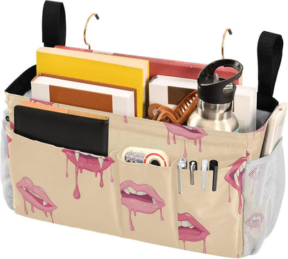 Pink Lips Bedside Caddy Bedside Organizer Bedside Storage Caddy College Dorm Bed Accessories