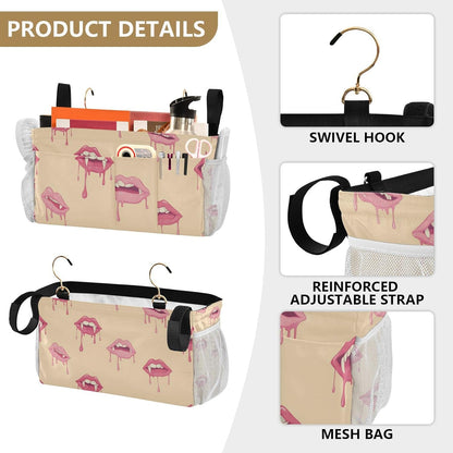 Pink Lips Bedside Caddy Bedside Organizer Bedside Storage Caddy College Dorm Bed Accessories