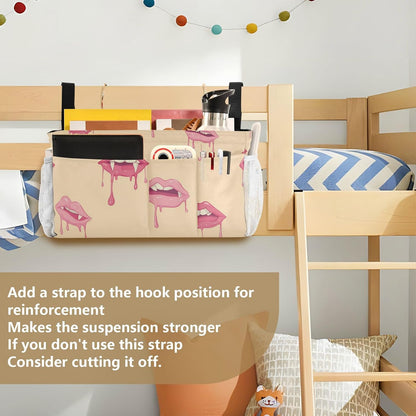 Pink Lips Bedside Caddy Bedside Organizer Bedside Storage Caddy College Dorm Bed Accessories