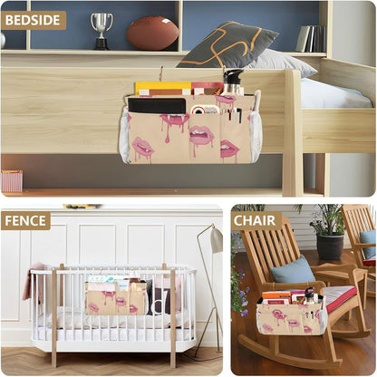Pink Lips Bedside Caddy Bedside Organizer Bedside Storage Caddy College Dorm Bed Accessories