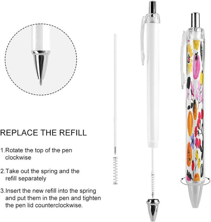 Bright Peach Flowers Ballpoint Pens Black Medium Point 0.55mm Ball Point Pen Retractable Office Pens with Super Soft Grip Writing Ink Pen for Men Women 2 PCS